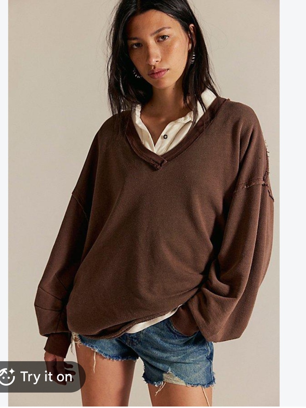 NWT Free People Venice v-neck long sleeve top sweater